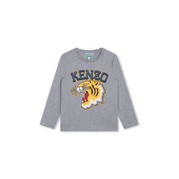 Kenzo Kids longsleeve din bumbac pentru copii culoarea gri, cu imprimeu, K60766