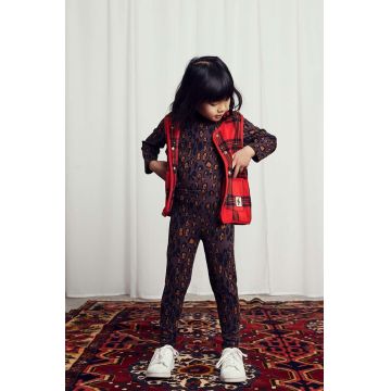 Mini Rodini longsleeve copii Leopard culoarea maro, modelator, 2472014116