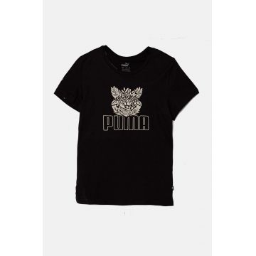 Puma tricou de bumbac pentru copii ESS+ TROPICAT Tee culoarea negru, cu imprimeu, 681822