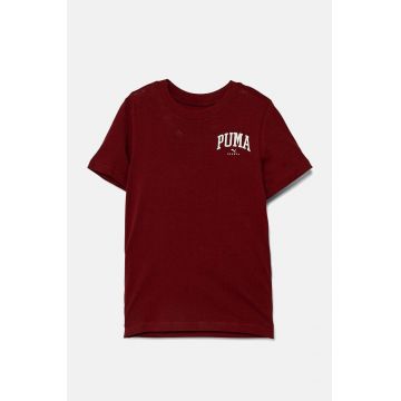 Puma tricou de bumbac pentru copii SQUAD Smallphic Tee culoarea bordo, cu imprimeu, 682773