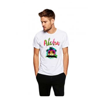 Tricou barbati alb - Aloha