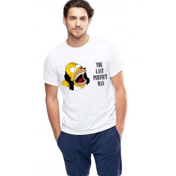 Tricou barbati alb - Simpson