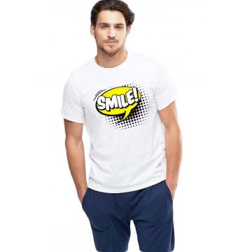 Tricou barbati alb - Smile