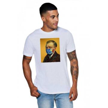 Tricou barbati alb - Van Gogh in Pandemie