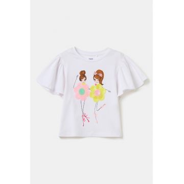 Tricou cu imprimeu grafic si maneci butterfly