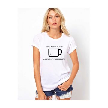 Tricou dama alb - Cup of care