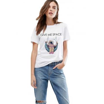 Tricou dama alb - Give me space