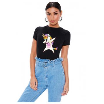 Tricou dama negru - Cool Unicorn