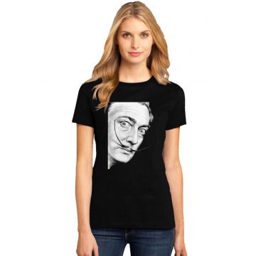 Tricou dama negru - Dali - Portret