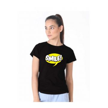 Tricou dama negru - Smile