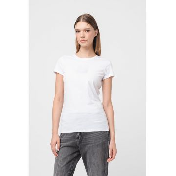 Tricou slim fit cu decolteu la baza gatului