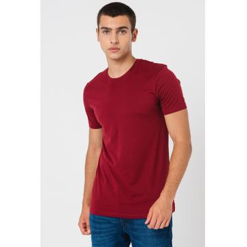 Tricou slim fit cu decolteu la baza gatului