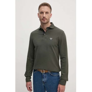 Barbour longsleeve din bumbac culoarea verde, neted, MML1333