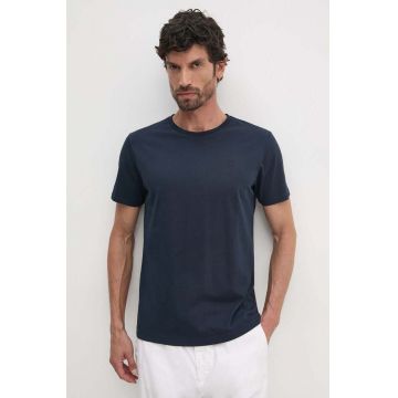 Hackett London tricou din bumbac barbati, culoarea albastru marin, neted, HM500775