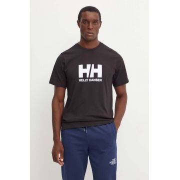 Helly Hansen tricou din bumbac HH LOGO barbati, culoarea negru, cu imprimeu, 30396