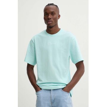 Karl Kani tricou din bumbac barbati, culoarea turcoaz, neted, 60300099