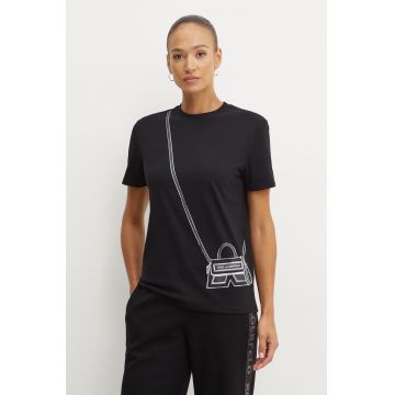 Karl Lagerfeld tricou din bumbac femei, culoarea negru, 236W1731