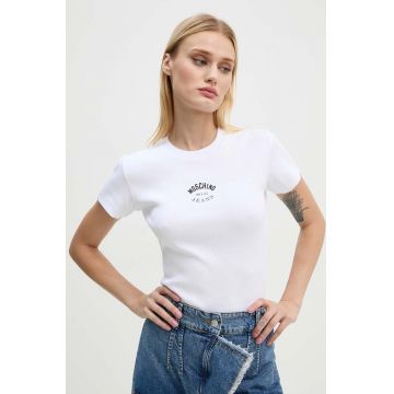 Moschino Jeans tricou femei, culoarea alb, J0714 8734