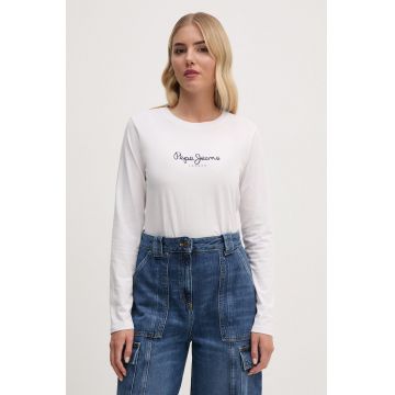 Pepe Jeans longsleeve din bumbac FIORE LS culoarea alb, PL505947