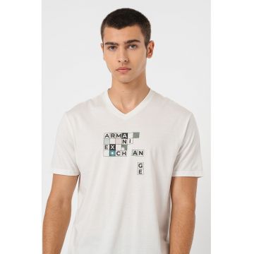 Tricou de bumbac cu decolteu in V