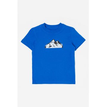 Tricou de bumbac cu decolteu la baza gatului si imprimeu Mountain