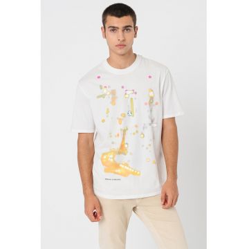 Tricou de bumbac cu imprimeu abstract