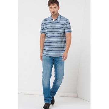 Tricou polo din bumbac cu model in dungi