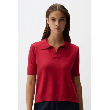 Tricou polo din tricot fin