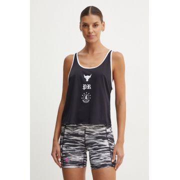 Under Armour top Project Rock femei, culoarea negru, 1386439