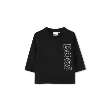 BOSS longsleeve din bumbac pentru bebeluși culoarea negru, cu imprimeu, J51293