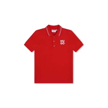 HUGO tricou polo copii culoarea rosu, cu imprimeu, G00159