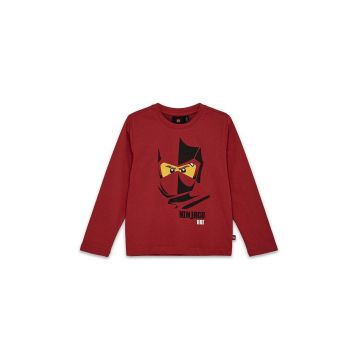 Lego longsleeve din bumbac pentru copii LWTANO 603 culoarea bordo, cu imprimeu, 12011296