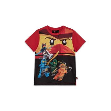 Lego tricou de bumbac pentru copii LWTANO 627 culoarea rosu, cu imprimeu, 12011279