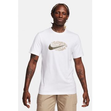 Tricou cu decolteu la baza gatului si imprimeu logo Swoosh