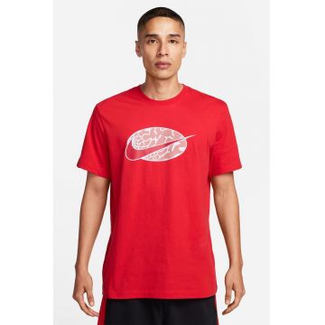 Tricou cu decolteu la baza gatului si imprimeu logo Swoosh