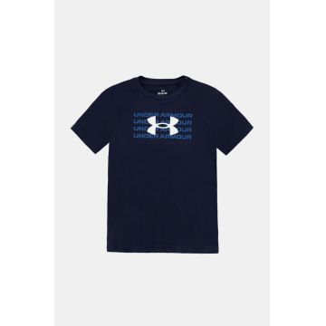 Under Armour tricou copii B TECH WM LOGO SS culoarea albastru marin, cu imprimeu, 1386819