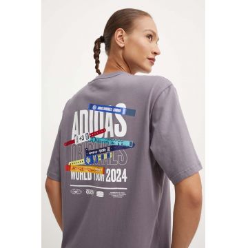 adidas Originals tricou din bumbac femei, culoarea gri, IX7658