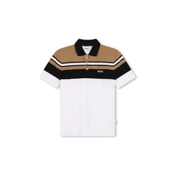 BOSS tricou polo copii culoarea alb, modelator, J51173