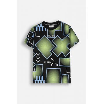 Coccodrillo tricou de bumbac pentru copii culoarea negru, modelator, WORLD OF PIXEL BOY JUNIOR