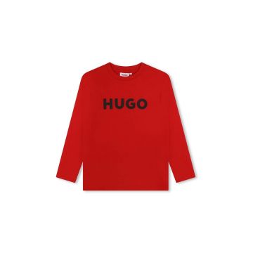 HUGO longsleeve din bumbac pentru copii culoarea rosu, cu imprimeu, G00145