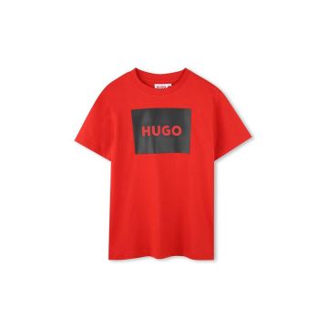 HUGO tricou de bumbac pentru copii culoarea rosu, cu imprimeu, G00144