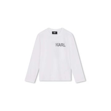 Karl Lagerfeld longsleeve din bumbac pentru copii culoarea alb, cu imprimeu, Z30243