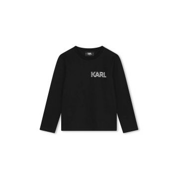 Karl Lagerfeld longsleeve din bumbac pentru copii culoarea negru, cu imprimeu, Z30243