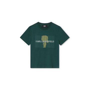 Karl Lagerfeld tricou de bumbac pentru copii culoarea verde, cu imprimeu, Z30239