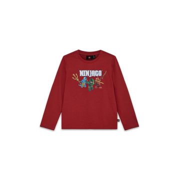 Lego longsleeve din bumbac pentru copii LWTANO 620 culoarea bordo, cu imprimeu, 12011307