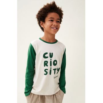 Liewood longsleeve din bumbac pentru copii Apia Placement Longsleeve T-shirt culoarea verde, cu imprimeu, LW19562