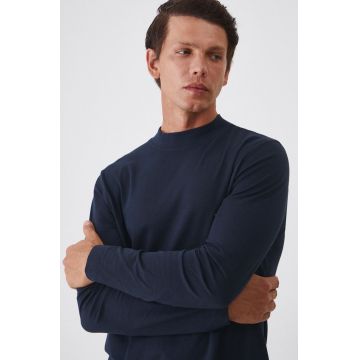 Medicine longsleeve barbati, culoarea albastru marin, neted