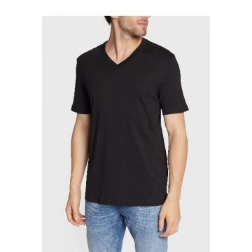 Tricou basic din bumbac, negru, S