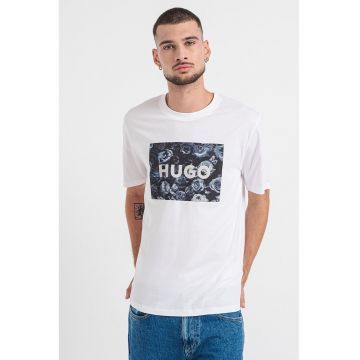 Tricou cu logo si imprimeu floral Dulive