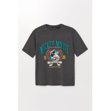 Tricou lejer cu model grafic Mickey Mouse